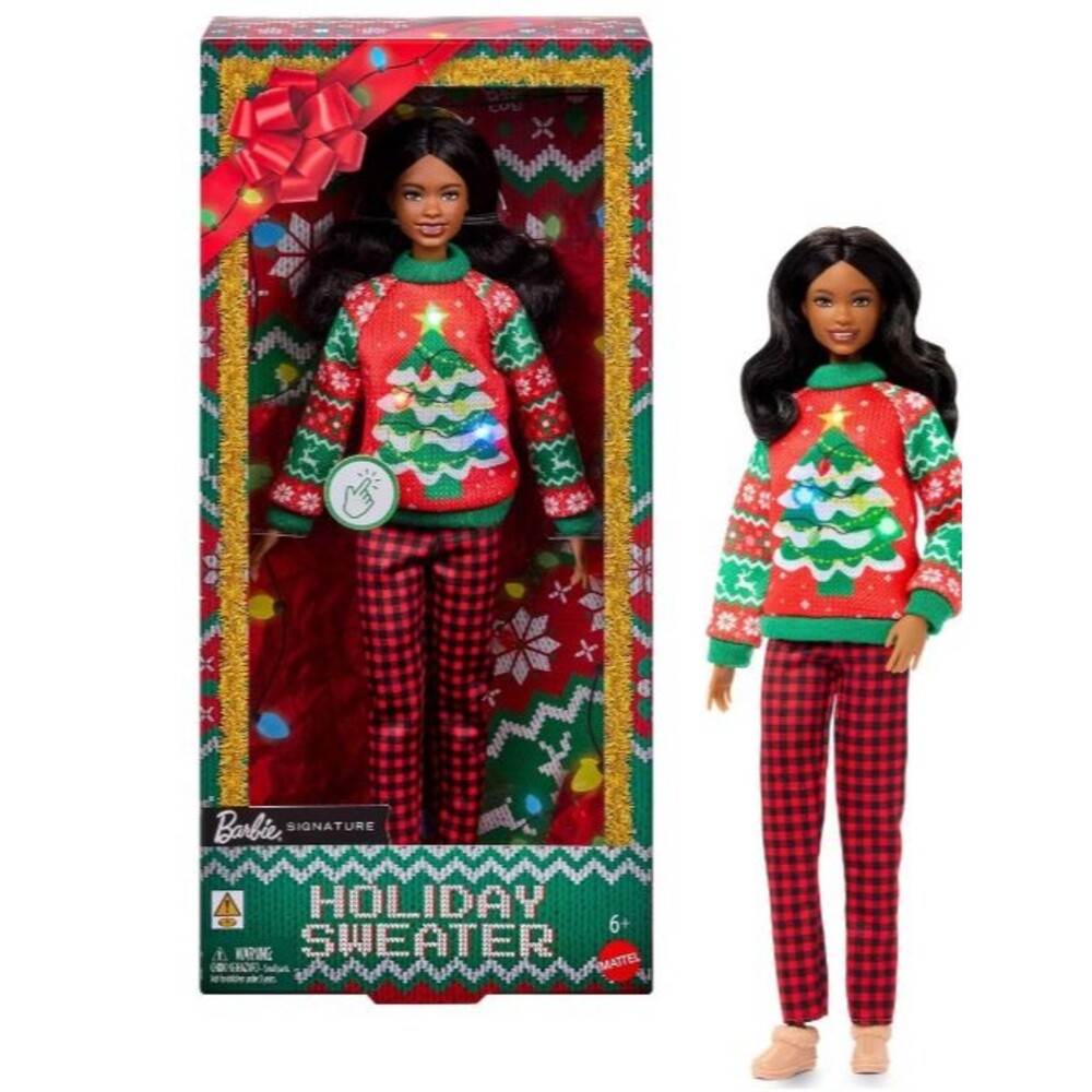 Barbie Holiday Sweater Doll Collectible Ugly Black Sweater Doll